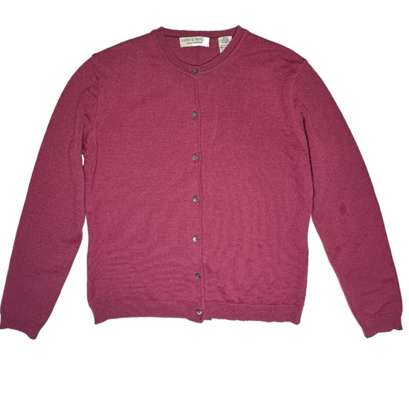 Vintage Merino Wool LORD & TAYLOR Woolmark Made In Italy Knit Cardigan Sweater - Picture 4 of 12